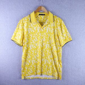 G/FORE Mens Floral Print Performance Golf Polo Shirt Yellow White Large L